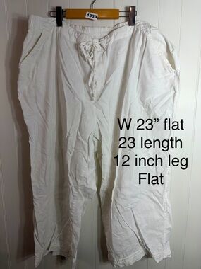 Joe Fresh White Linen Blend Cropped Wide Leg Pants 2X